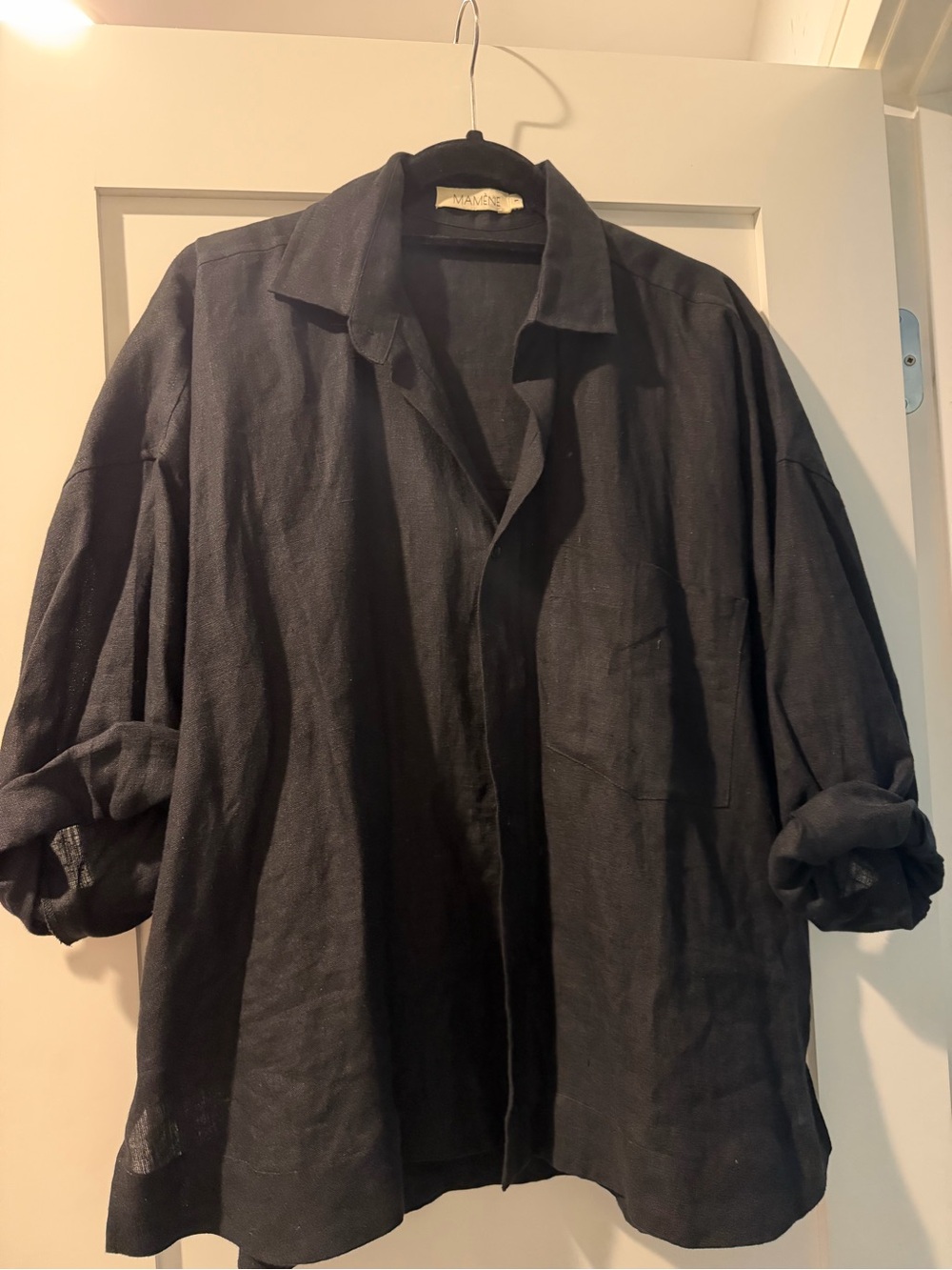 Mamene Women’s Black Linen Button-Front Shirt - Worn once!